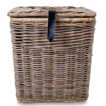 Serene Grey Handcrafted Trash Basket with Metal Liner