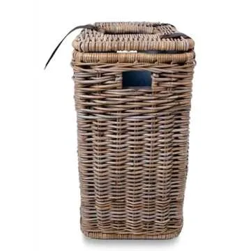 Serene Grey Handcrafted Trash Basket with Metal Liner