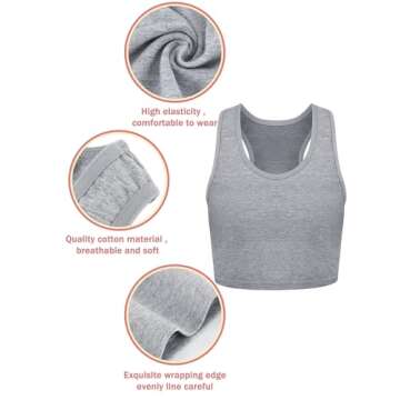 Geyoga 6 Pieces Girls Dance Tank Top Racerback Crop Top Sleeveless Dance Outfit for Ballet Hip hop Athletic wear(7-8 Year,Stylish Color)