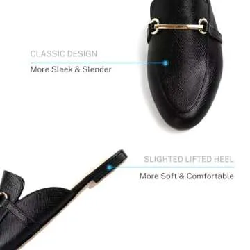 MUSSHOE Mules for Women Flats Comfortable Slip on Women Mules Backless Loafers,Black Snake pu 6