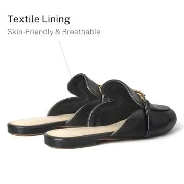 MUSSHOE Mules for Women Flats Comfortable Slip on Women Mules Backless Loafers,Black Snake pu 6