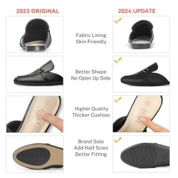 MUSSHOE Mules for Women Flats Comfortable Slip on Women Mules Backless Loafers,Black Snake pu 6
