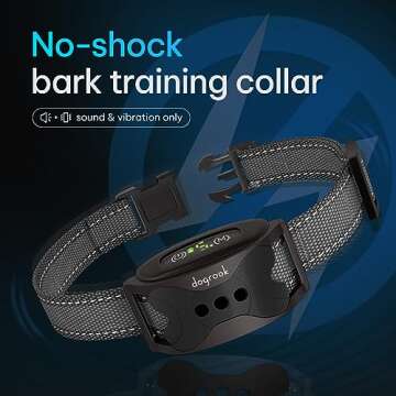 DogRook Rechargeable Dog Bark Collar - No Shock Training Collar - Beep & Vibration - Suitable for Al...