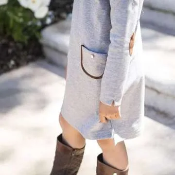 Hope & Henry Girls' Long Sleeve Quilted Ponte Riding Dress Gray Heather