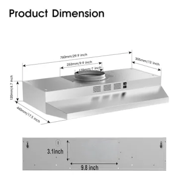 Stainless Steel 30 Inch Range Hood for Kitchens