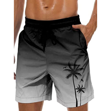 Lzzidou Men's Quick-Dry Hawaiian Swim Trunks - Lined Beach Shorts with Pockets
