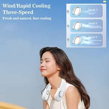 Weiei Portable Misting Neck Fan Hands Free Cooling Bladeless Fan, 3 Speeds Personal Neck Fan for Men Women Outdoor Office Travel (White)