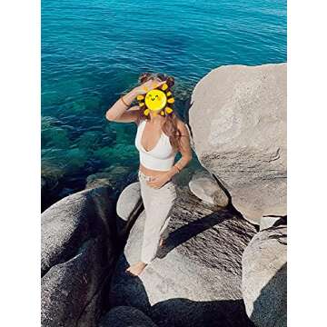 AEPEBO Sexy Crop Tops for Women Deep V Neck Back Cutout Sleeveless Plunge Racerback Tank Cropped Top White XS