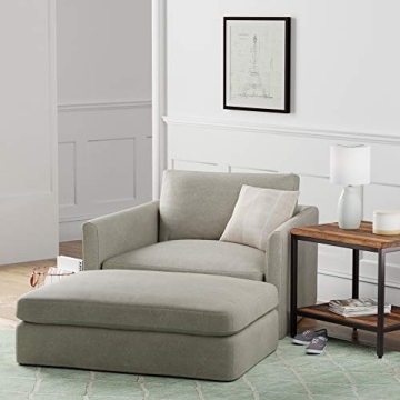 Stone & Beam Faraday Down-Filled Ottoman 47" Wide Light Grey