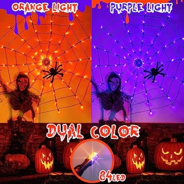 PABIPABI Halloween Spider Web Lights 4FT LED Outdoor Decor