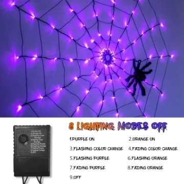 PABIPABI Halloween Spider Web Lights 4FT LED Outdoor Decor