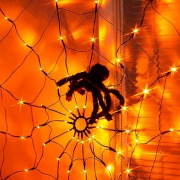 PABIPABI Halloween Spider Web Lights 4FT LED Outdoor Decor