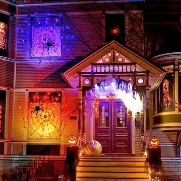PABIPABI Halloween Spider Web Lights 4FT LED Outdoor Decor
