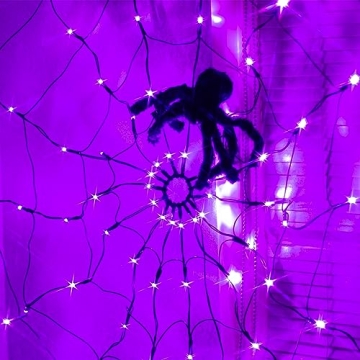 PABIPABI Halloween Spider Web Lights 4FT LED Outdoor Decor