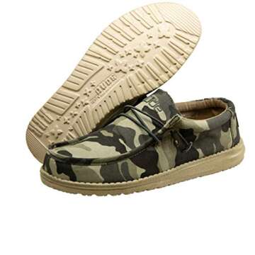 Hey Dude Men's Wally Camo Size 11 | Men’s Shoes | Men's Lace Up Loafers | Comfortable & Light-Weight