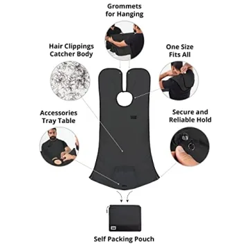 Beard King Beard Bib Apron - Shaving Set for Dad - As Seen on Shark Tank - Men's Hair Catcher for Shaving - Grooming Accessories - Packing Pouch, Black