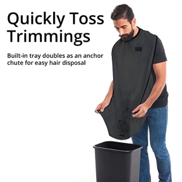 Beard King Beard Bib Apron - Shaving Set for Dad - As Seen on Shark Tank - Men's Hair Catcher for Shaving - Grooming Accessories - Packing Pouch, Black