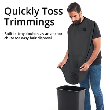 Beard King Beard Bib Apron - Shaving Set for Dad - As Seen on Shark Tank - Men's Hair Catcher for Shaving - Grooming Accessories - Packing Pouch, Black