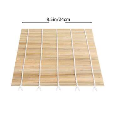 FUNGYAND Bamboo Sushi Rolling Mat with 2 Pairs of Chopsticks Natural Bamboo 9.5"x9.5" 2 Pcs Sushi Ma...