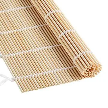 FUNGYAND Bamboo Sushi Rolling Mat with 2 Pairs of Chopsticks Natural Bamboo 9.5"x9.5" 2 Pcs Sushi Making Kit