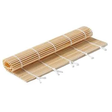 FUNGYAND Bamboo Sushi Rolling Mat with 2 Pairs of Chopsticks Natural Bamboo 9.5"x9.5" 2 Pcs Sushi Making Kit