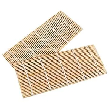 FUNGYAND Bamboo Sushi Rolling Mat with 2 Pairs of Chopsticks Natural Bamboo 9.5"x9.5" 2 Pcs Sushi Making Kit