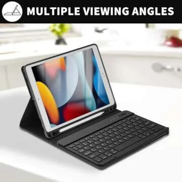 KBCASE Keyboard Case for iPad 9th/8th/7th Generation 2021/2020/2019, Compatible with iPad Air 3/Pro 10.5, Detachable Bluetooth Keyboard Case with Pencil Holder (Black)