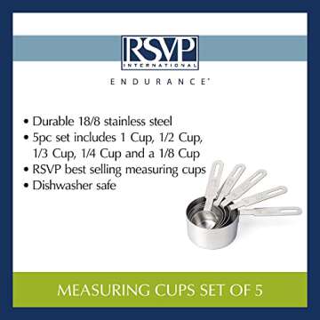 Durable Stainless Steel Measuring Cups Set - 5 Pieces