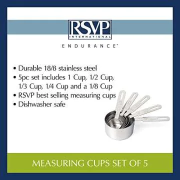 Durable Stainless Steel Measuring Cups Set - 5 Pieces