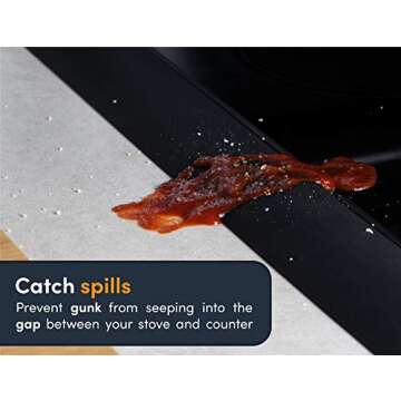 Linda’s Essentials Silicone Stove Gap Covers (2 Pack), Heat Resistant Oven Gap Filler Seals Gaps Between Stovetop and Counter, Easy to Clean Stove Gap Guard (21 Inches, Black)