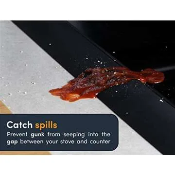 Linda’s Essentials Silicone Stove Gap Covers (2 Pack), Heat Resistant Oven Gap Filler Seals Gaps Between Stovetop and Counter, Easy to Clean Stove Gap Guard (21 Inches, Black)