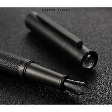 Matte Black Fountain Pen Set - Classic Elegance