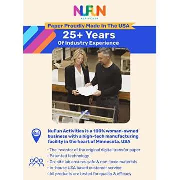 NuFun Activities Printable Iron-on Heat Transfer Paper for T Shirts, Light Fabrics, 100 Sheets 8.5 x 11 inch, Long Lasting, Durable, Professional Quality, Easy DIY, Non-Toxic, Made In the USA