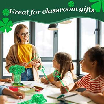 Zubebe 200 Pieces St. Patrick's Day Shamrock Pens Plastic Clover Ballpoint Black Ink Party Favor Ballpoint Pen for Kids School Office Supplies Birthday Graduation Presents