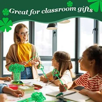 Zubebe 200 Pieces St. Patrick's Day Shamrock Pens Plastic Clover Ballpoint Black Ink Party Favor Ballpoint Pen for Kids School Office Supplies Birthday Graduation Presents