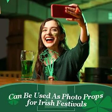 Zubebe 200 Pieces St. Patrick's Day Shamrock Pens Plastic Clover Ballpoint Black Ink Party Favor Ballpoint Pen for Kids School Office Supplies Birthday Graduation Presents