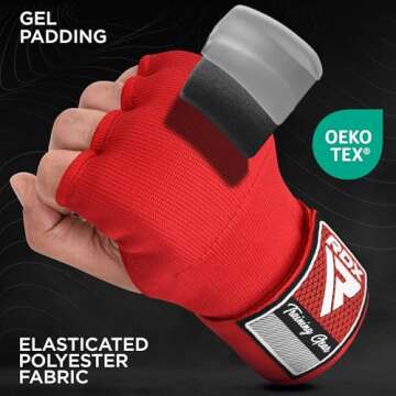RDX Training Boxing Inner Gloves - Hand Wraps for MMA Red Small