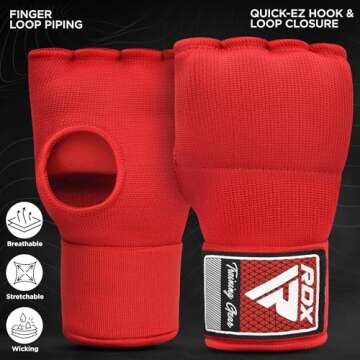 RDX Boxing Inner Gloves - MMA Fist Protector Wraps Red
