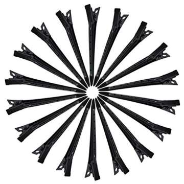 24 Packs Duck Bill Clips, Bantoye 2.75 Inches Rustproof Metal Alligator Curl Clips with Holes for Hair Styling, Hair Coloring, Black
