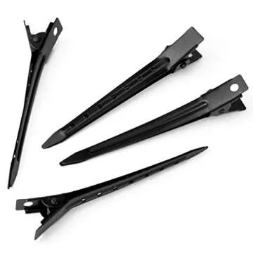 24 Packs Duck Bill Clips, Bantoye 2.75 Inches Rustproof Metal Alligator Curl Clips with Holes for Hair Styling, Hair Coloring, Black