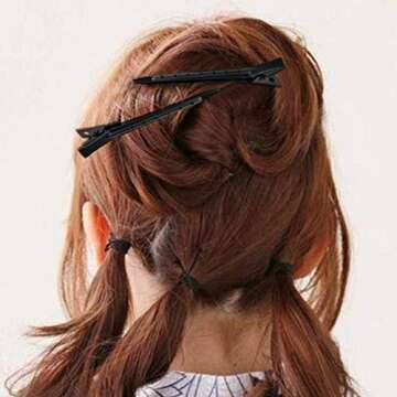 24 Packs Duck Bill Clips, Bantoye 2.75 Inches Rustproof Metal Alligator Curl Clips with Holes for Hair Styling, Hair Coloring, Black