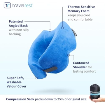 TRAVELREST Memory Foam Travel Pillow for Ultimate Comfort
