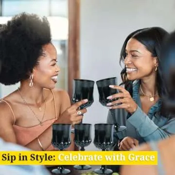 Fun Express 48-Piece Black Plastic Wine Glasses Set for Parties