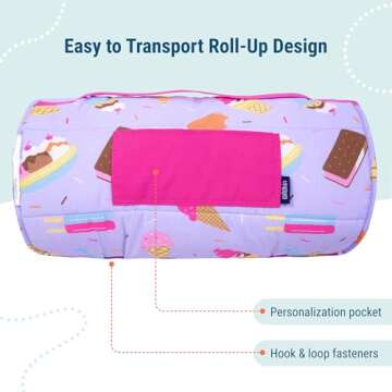 Wildkin Original Nap Mat with Reusable Pillow for Boys and Girls, Perfect for Elementary Sleeping Mat, Features Hook and Loop Fastener, Soft Cotton Blend Materials Nap Mat for Kids (Sweet Dreams)
