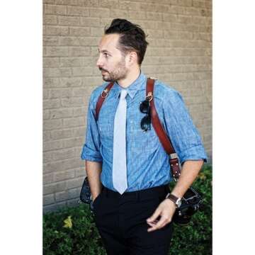 HoldFast Gear MoneyMaker Two-Camera Harness, Bridle Leather, Medium, Chestnut