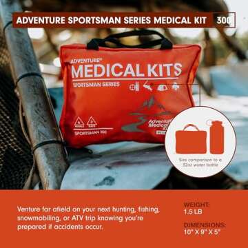 Adventure Medical Kits Sportsman Series Medical Kit - 300 - First Aid Kit for Camping, Hiking, Hunting & More - For 6 People for 7 Days - Includes Bandages, Medicine, Guide Book & More