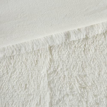 Intelligent Design Malea Shaggy Comforter Set, Long Faux Fur Cozy Down Alternative, Modern Casual Ultra Soft All Season Fluffy Bedding with Matching Sham, King/Cal King, Ivory 3 Piece