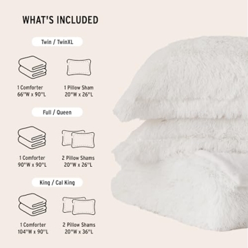 Intelligent Design Malea Shaggy Comforter Set, Long Faux Fur Cozy Down Alternative, Modern Casual Ultra Soft All Season Fluffy Bedding with Matching Sham, King/Cal King, Ivory 3 Piece