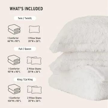 Intelligent Design Malea Shaggy Comforter Set, Long Faux Fur Cozy Down Alternative, Modern Casual Ultra Soft All Season Fluffy Bedding with Matching Sham, King/Cal King, Ivory 3 Piece