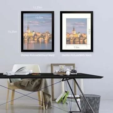 Frametory, 11x14 Picture Frame - Made to Display Pictures 8x10 with Mat or 11x14 Without Mat - Wide Molding - Pre-Installed Wall Mounting Hardware (Black, 1 Pack)